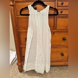 Sleeveless White Linen Dress
